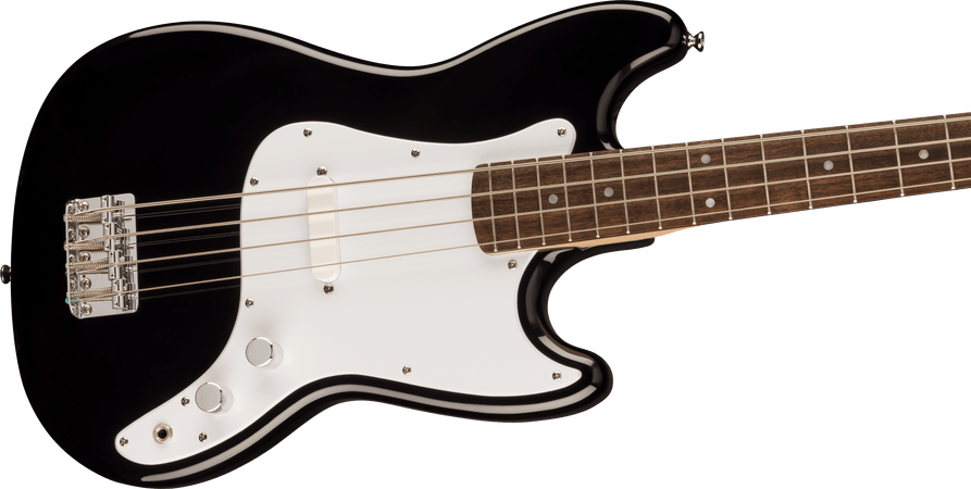 Squier Sonic Bronco Bass Laurel Fingerboard White Pickguard in Black