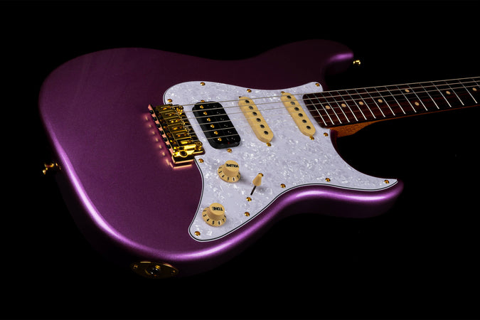 Jet Guitars JS-480 S-Type HSS Gold Hardware in Violet