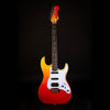 Jet Guitars JS-600 Super Strat Flame Top Roasted Maple in Trans Red