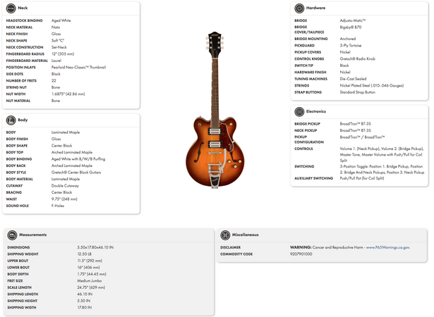 Gretsch G2622T Streamliner Centre Block Double Cut in Abbey Ale