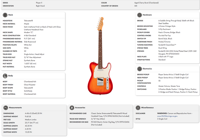 Fender Player II Telecaster Rosewood Fretboard in Aged Cherry Burst