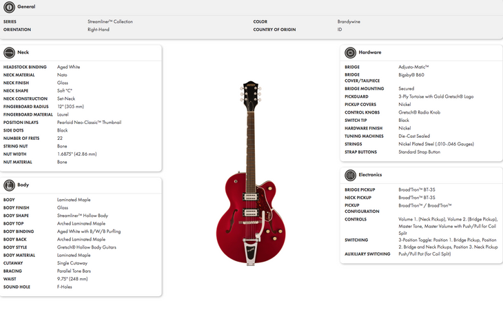 Gretsch G2420T Streamliner Single Cutaway Hollow Body in Brandywine