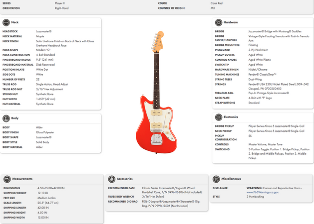 Fender Player II Jazzmaster in Coral Red Rosewood Fretboard