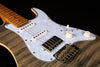 Jet Guitars JS-450 Super Strat Flame Top Roasted Maple in Trans Black